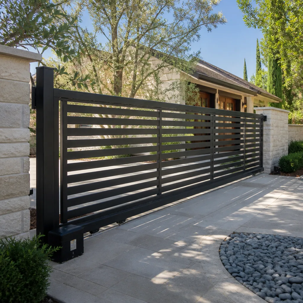 Sliding driveway gates
